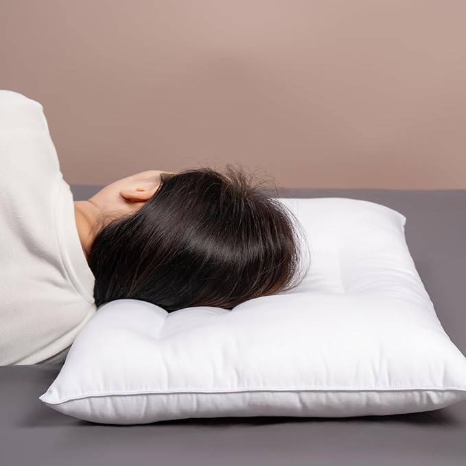 Pozino Flat Thin Pillows for Sleeping - Standard Size 1 Pack Slim Bed Pillows for Side Back Stomach Sleepers,2.5 inch Height Ultra Low Pillows,Down Alternative Filling