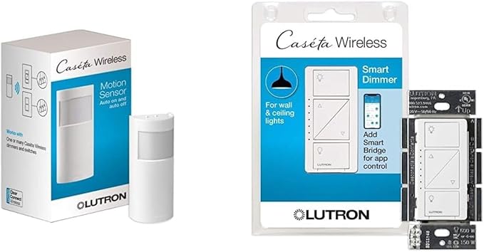 Lutron Caséta Motion Sensor, Occupancy/Multi-Location, with Smart Dimmer Switch | White