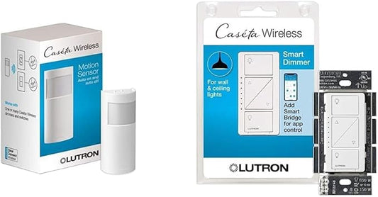 Lutron Caséta Motion Sensor, Occupancy/Multi-Location, with Smart Dimmer Switch | White