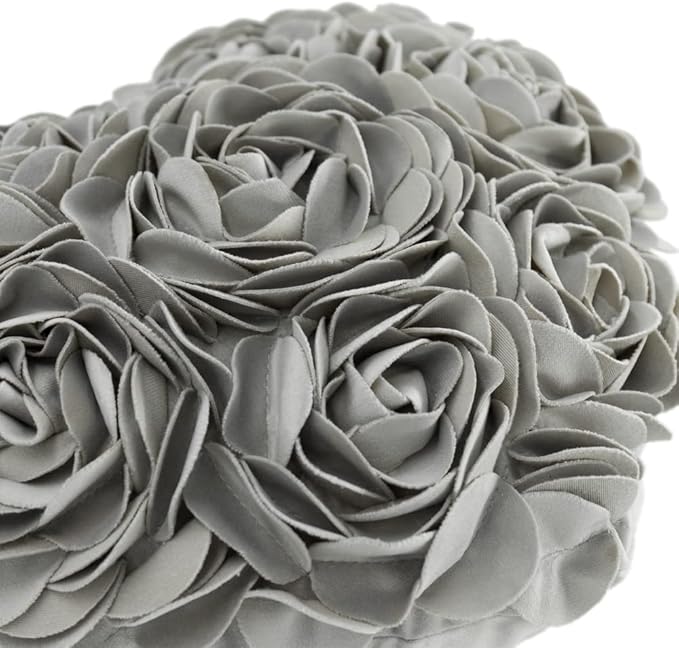 JWH Heart Flower Throw Pillow Covers Decorative Floral Shaped Accent Cushion Soft Pillowcase for Sofa Couch Living Room Bed Chair 14x16 Inches Gray