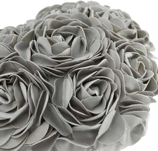 JWH Heart Flower Throw Pillow Covers Decorative Floral Shaped Accent Cushion Soft Pillowcase for Sofa Couch Living Room Bed Chair 14x16 Inches Gray