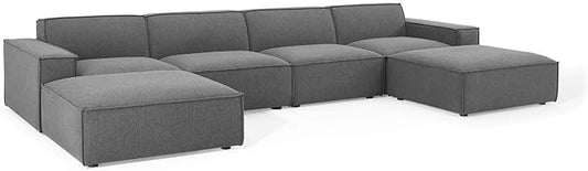 Modway Restore 6-Piece Upholstered Sectional Sofa in Charcoal