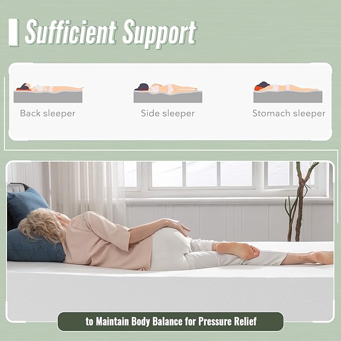 PayLessHere 10 Inch Memory Foam Mattress Twin Mattress Wave Comfort Foam Mattress CertiPUR-US Certified,Removable Soft Cover, mattresses for Bed Frame, Bunk Bed, Trundle, Daybed,Fiberglass Free,White