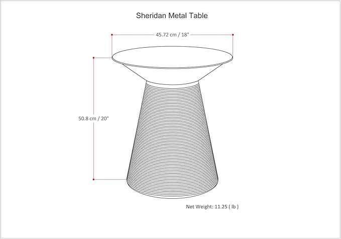 SIMPLIHOME Sheridan Metal Table - 18" Wide x 20" High Solid Metal Round Side Table in Aged Copper, Industrial Accent Table for Living Room, Bedroom, or Office with Sculptural Design, Assembled