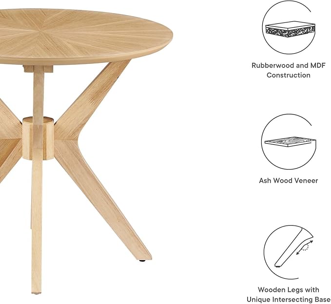 Modway EEI-6558-OAK Crossroads 24” Round Wood Side Table, Oak