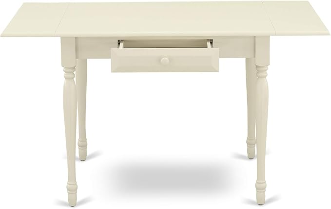 East West Furniture MZT-LWH-T Monza Dining Table - a Rectangle Wooden Table Top with Dropleaf & Stylish Legs, 36x54 Inch, Linen White