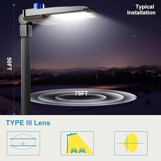 Lightdot 600W Parking Lot Lighting 900000Lm 5000K Dusk to Dawn LED Parking Lot Lights ETL Listed Slipfitter Mounting IP65 Outdoor LED Pole Light for Parking Lot/Driveway-7Yrs Warranty -2Pack