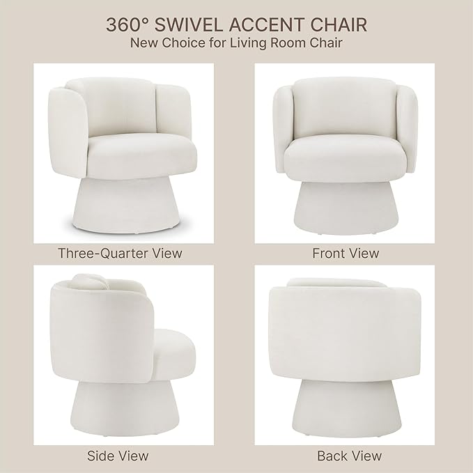 Swivel Barrel Chair Set of 2,360° Accent Chairs with Round Backrest,Upholstered Lounge Chair for Vanity,Living Room,Bedroom,Reading Nook,Linen
