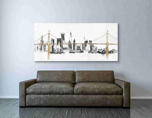 Epic Graffiti 'Bridge And Skyline' by Avery Tillmon, Canvas Wall Art, 30"x60"