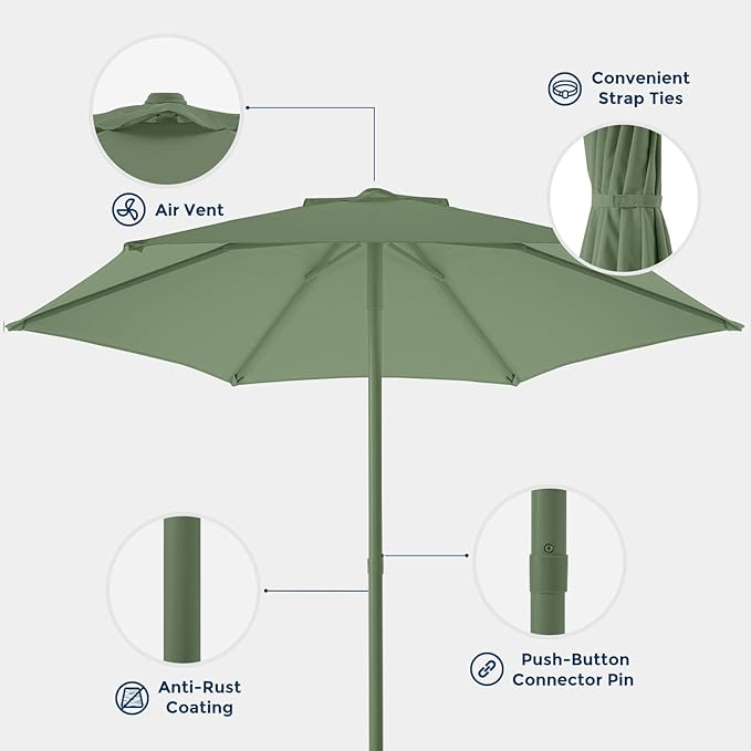 HOMSHADE Outdoor Patio Umbrella - Market Table Pool Deck Umbrella with Push Button Tilt, Crank, UPF50+ UV Protection and Sturdy Ribs, 3-Year Fade Resistance, 220GSM Solution-Dyed Fabric (No base)