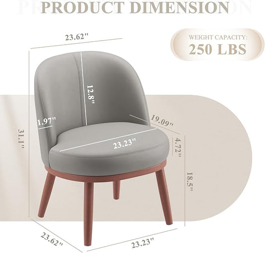Accent Chair Set of 2, PU Leather Mid-Century Modern Chair for Small Space, Comfy Upholstered Armless Chair, for Living Room, Bedroom, Light Gray