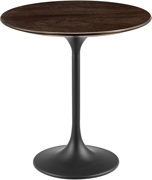 Modway Lippa Round 20" Wood Grain Mid-Century Modern Side Table, Black Cherry