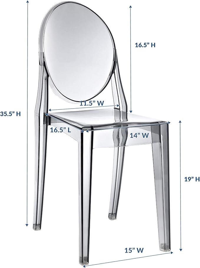 Modway Casper Modern Acrylic Stacking Kitchen and Dining Room Chair in Smoke - Fully Assembled