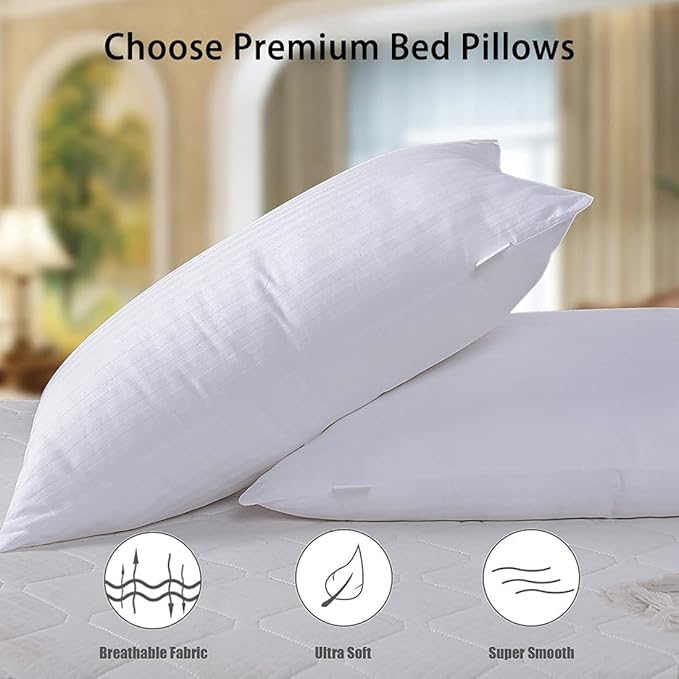 Tuphen Bed Pillows for Sleeping: Standard Size Microfiber 2 Pack - Ultra Soft Breathable Down Alternative - Hotel Luxury Collection for Back, Stomach or Side Sleepers