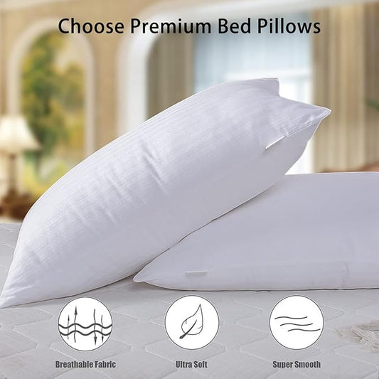 Tuphen Bed Pillows for Sleeping: Standard Size Microfiber 2 Pack - Ultra Soft Breathable Down Alternative - Hotel Luxury Collection for Back, Stomach or Side Sleepers
