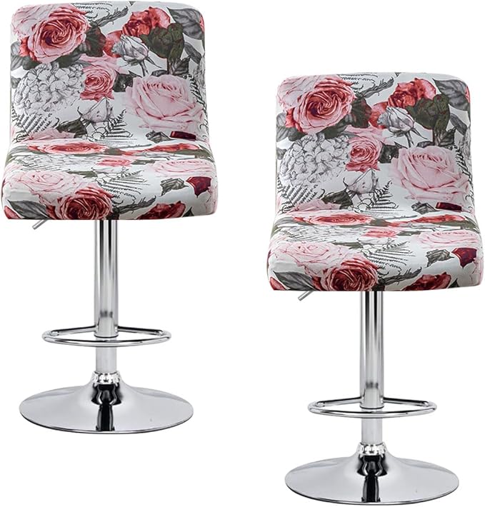 Levoberg Bar Stools Cover Set of 2 Printed Armless Swivel Barstools Slipcovers with Backs Stretch Square Counter Height Bar Stools Covers Mid Low Back Chair Cover for Kitchen Dining Room Bar #9