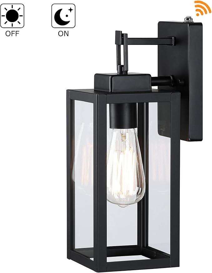 12 Inch Outdoor Wall Lights Dusk to Dawn,Exterior Sconce Lights with Sensor Photocell Black Wall Lantern for Porch Patio Garage Dusk to Dawn Outdoor Lighting