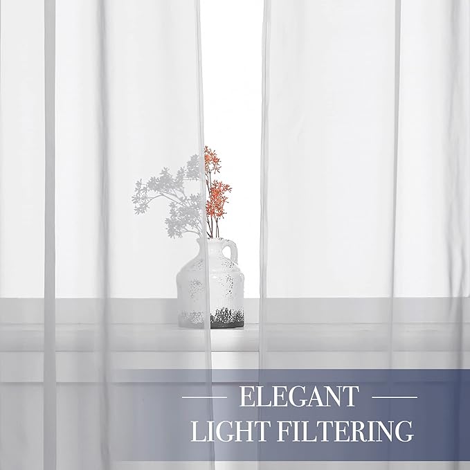NICETOWN Sheer Curtains for Bedroom, Rod Pocket Soft Voile Sheer Panels Decorative Draperies Lightweight & Airy for Flat/Apartment, 60" W by 63" L, 2 Panels, Light Grey