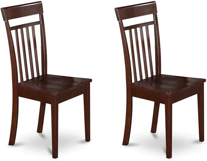 East West Furniture CAC-MAH-W Capri Dining Room Chairs - Slat Back Solid Wood Seat Chairs, Set of 2, Mahogany