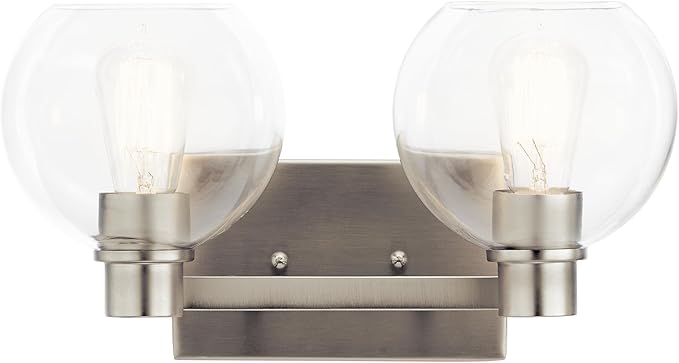 Kichler The Harmony 15.5 inch 2 Light vanity light with clear glass Brushed Nickel
