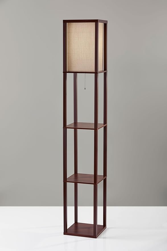 Adesso 3138-01 Wright 63 In. Floor Lamp - Smart Switch Compatible Light Fixtures with Two Storage Shelves. Lighting Accessories , Black