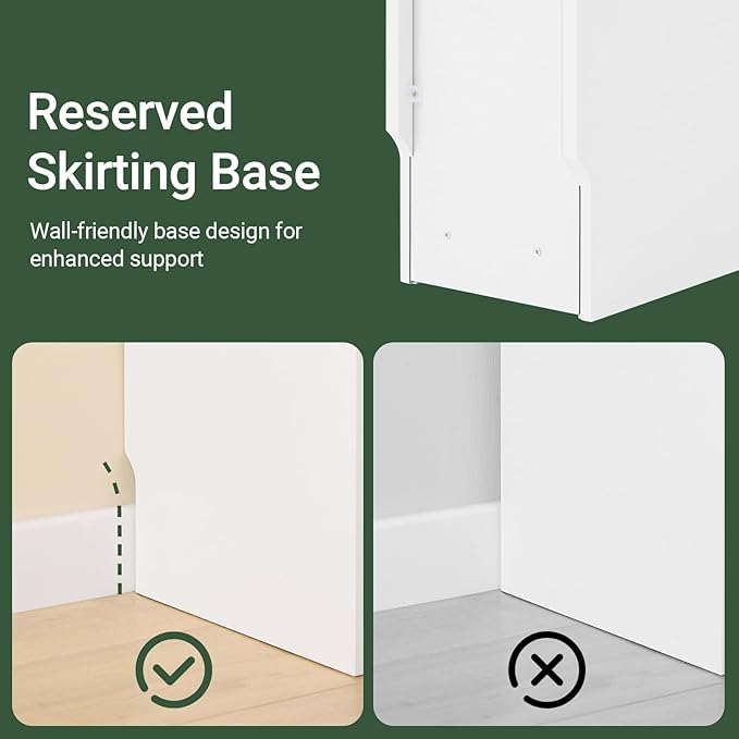 SoBuy Narrow Nightstand Slim Bedside Table with Drawer and Open Shelf, Skinny Modern Nightstand for Bedroom Living Room Dorm, Compact Side Table for Tight Corners and Small Spaces, White FBT111-W