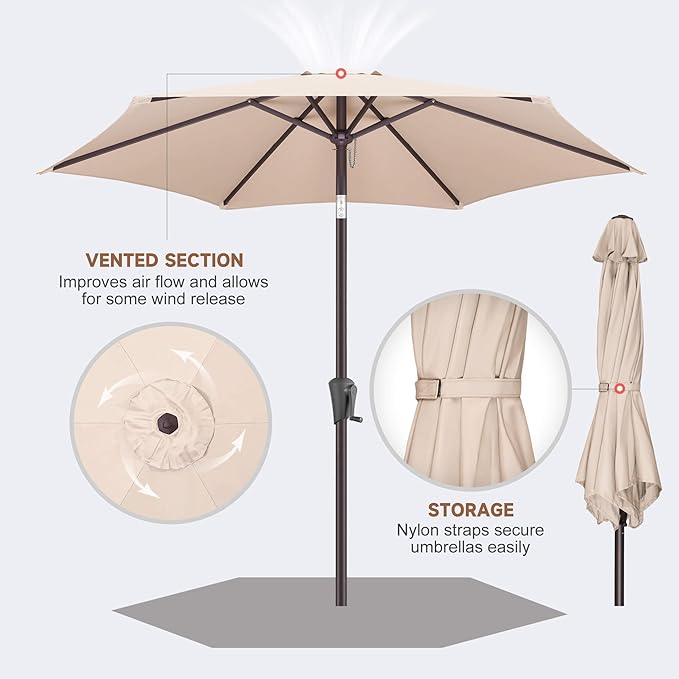 7.5ft Outdoor Patio Umbrella - Table Umbrella Waterprool UV Protection, Sombrillas de Patio with Push Button Tilt, Sun Umbrella for Pool, Porch, Garden, Deck, Backyard (Beige)