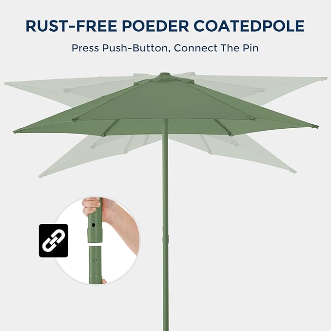 HOMSHADE Outdoor Patio Umbrella - Market Table Pool Deck Umbrella with Push Button Tilt, Crank, UPF50+ UV Protection and Sturdy Ribs, 3-Year Fade Resistance, 220GSM Solution-Dyed Fabric (No base)