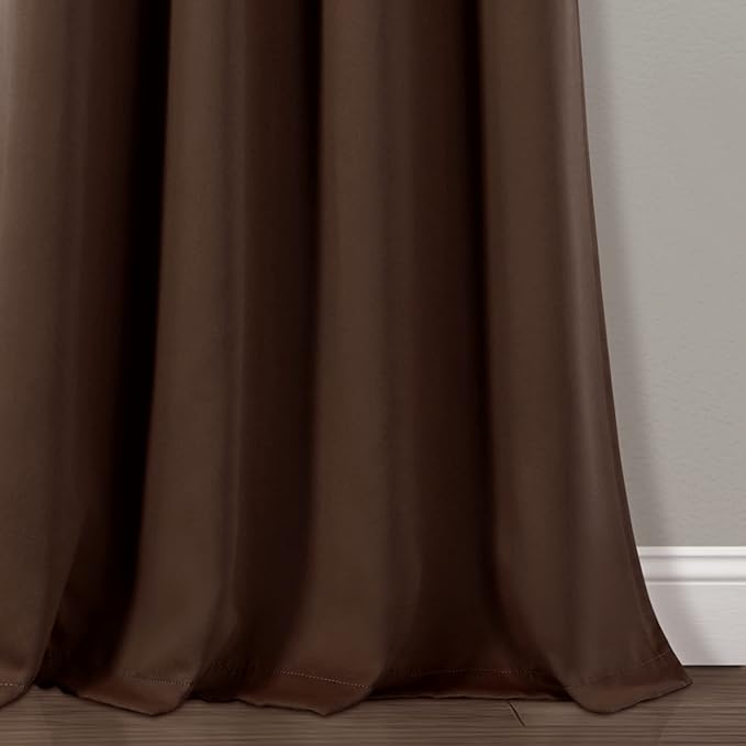 Lush Decor Insulated Grommet Blackout Window Curtain Panels, Pair, 52" W x 84" L, Chocolate - Classic Modern Design - Chic Window Decor - Long Curtains For Living Room, Bedroom, Or Dining Room