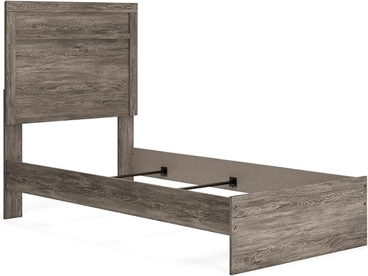 Signature Design by Ashley Ralinksi Rustic Twin Panel Bed, Foundation or Box Spring Needed, Light Gray