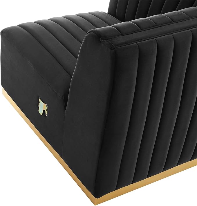 Modway Conjure Channel Tufted Performance Velvet Sectional, Gold Black