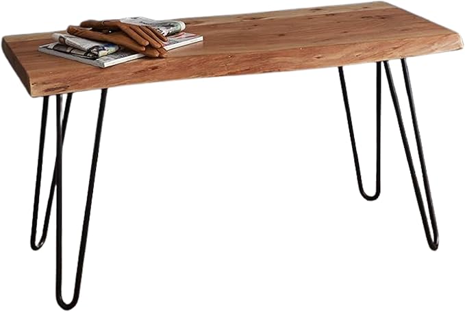 Alaterre Furniture Live Edge Wood Bench with Hairpin Metal Legs - Industrial Modern Entryway Bench with Minimalist Design - Furniture for Entryway, Dining Room, Kitchen, or Bedroom (36 Inch)