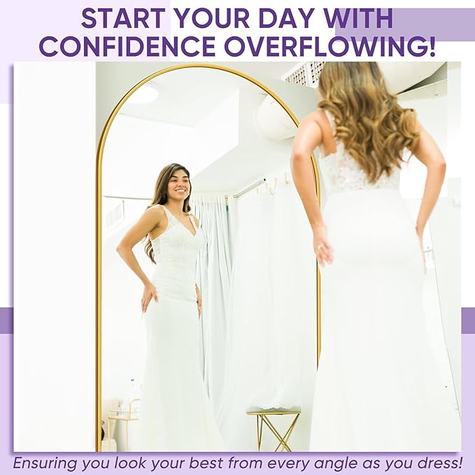 Floor Mirror, 76"×34" Full Length Mirror with Stand for Bedroom Living Room, Gold
