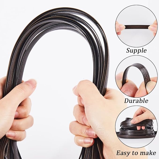 GORGECRAFT 10m Rattan Repair Kit Coffee Wicker Repair Material Plastic Rattan Wicker Roll Waterproof Rattan Fix Material for Garden Patio Furniture and Rattan Chair Sofa Storage Basket