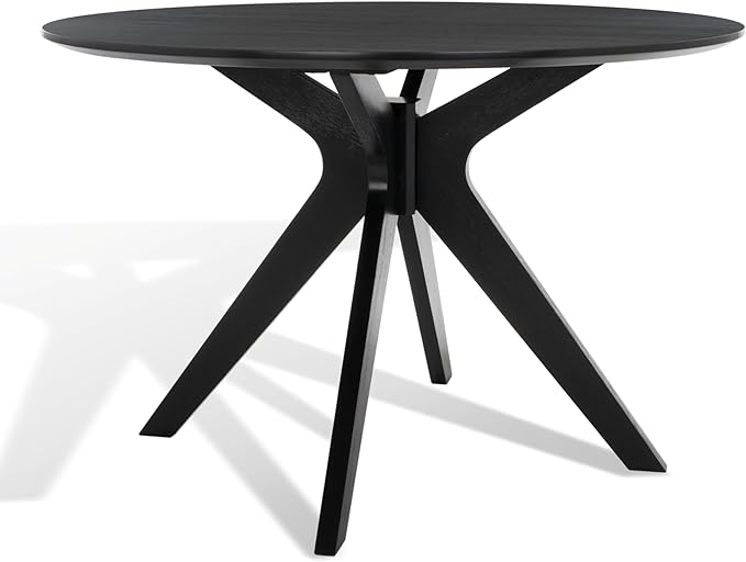SAFAVIEH Couture Collection – Carolee Black 46-Inch Round Dining Table, Farmhouse Dining Table for Kitchen or Dining Room, Seats Up to 4 (SFV2134B)
