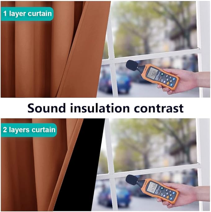 NICETOWN 100% Blackout Curtains for Living Room, Privacy Protection & Noise Reducing Drapes, Black Lined Window Treatment Panels for Patio Sliding Glass Door (Burnt Orange, 2 Pieces, W52 x L84)