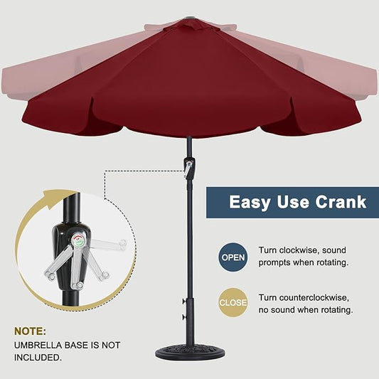 COOSHADE 7.5FT Outdoor Garden Table Umbrella Patio Umbrella Market Umbrella,Crank Open, Push Button 3-Way Tilt,Great for Garden, Deck, Backyard and Pool, 8 Ribs(Burgundy)