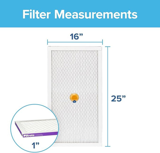 Filtrete 16x25x1 AC Furnace SMART Air Filter, MERV 12, MPR 1500, Track Filter Life With Bluetooth Enabled Sensor, CERTIFIED asthma & allergy friendly, 2-Pack (Actual Size15.719x24.72x0.78 in)
