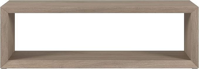 Henn&Hart 58" Rectangular Coffee Table with Open Storage Shelf for Living Room, Family Room, or Office, Weathered Gray
