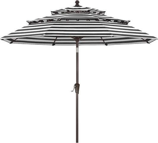 ABCCANOPY 5-Year 10-Year No Fading 9FT 3 Tiers Patio Umbrella, Outdoor Table Umbrella with 8 Sturdy Ribs for Deck, Backyard, Garden, Yard