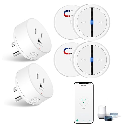 Greencycle Smart Wireless Remote Control Outlet Plug,WiFi Outlets for Household,On Off Smart Outlets Switch Compatible with Tuya,Alexa and Google Assistant,Timer Outlet,No Wiring,White,2PK
