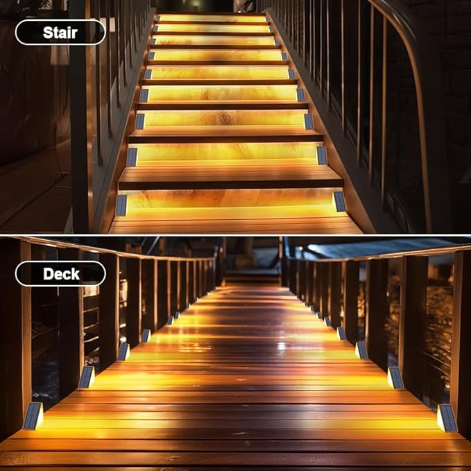 Solar Step Lights for Outside Waterproof IP67, Outdoor Stair Light 2 Pack, Solar Stair Lights Outdoor LED Outdoor Step Lights Decor for Deck, Front Step, Patio, Garden Step