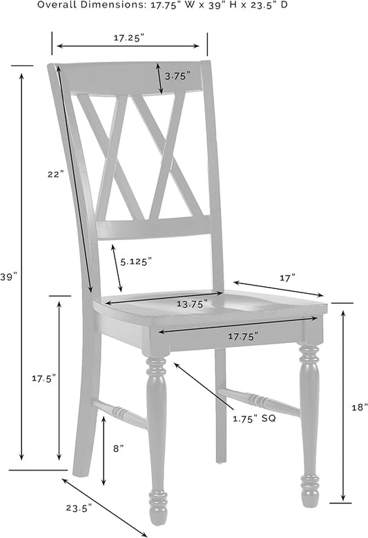 Crosley Furniture Shelby Traditional Wood X-Back Dining Room Chairs Set of 4, Kitchen Chair, Distressed White