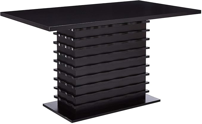 King's Brand Black Finish Wood Wave Design Dining Room Kitchen Table