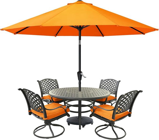 MASTERCANOPY 10FT Patio Umbrella with Push Button Tilt and Crank, Outdoor Market Umbrella with 8 Sturdy Ribs, UV Protection & Waterproof for Garden, Deck, Backyard, Pool (Orange)