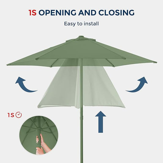 HOMSHADE Outdoor Patio Umbrella - Market Table Pool Deck Umbrella with Push Button Tilt, Crank, UPF50+ UV Protection and Sturdy Ribs, 3-Year Fade Resistance, 220GSM Solution-Dyed Fabric (No base)