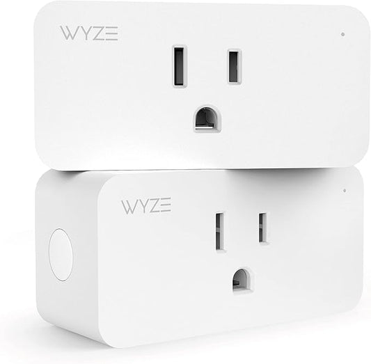 Wyze Plug, 2.4GHz WiFi Smart Plug, Compatible with Alexa, Google Assistant, IFTTT, No Hub Required, Two-Pack, White & Bulb Color, 1100 Lumen WiFi RGB and Tunable White A19 Smart Bulb, Two-Pack