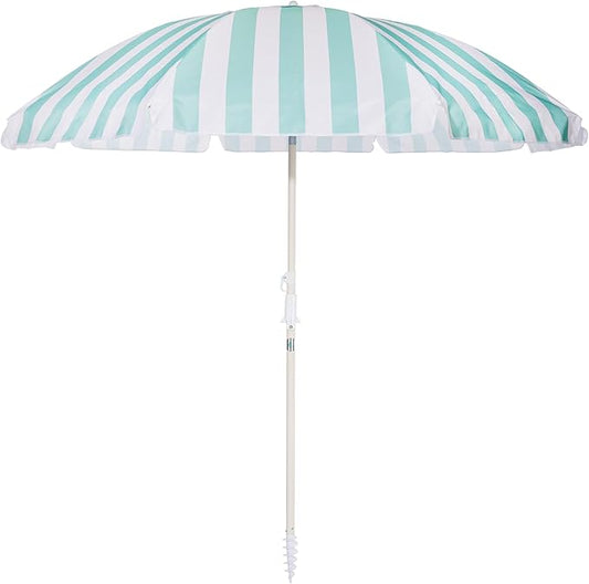 Business & Pleasure Co. Margaritaville Manana Umbrella - 6.5' Beach Umbrella Sand Anchor, 7' Tall Telescopic Aluminum Pole, UPF 50+