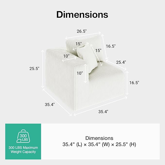 Novilla Modular Sectional Sofa, Modern Cloud Sectional Couch with Smarts Coil® Support, Upholstered Boneless Couch for Living Room Apartments Bedroom, No Assembly Required, Beige (Left-Arm Chair)