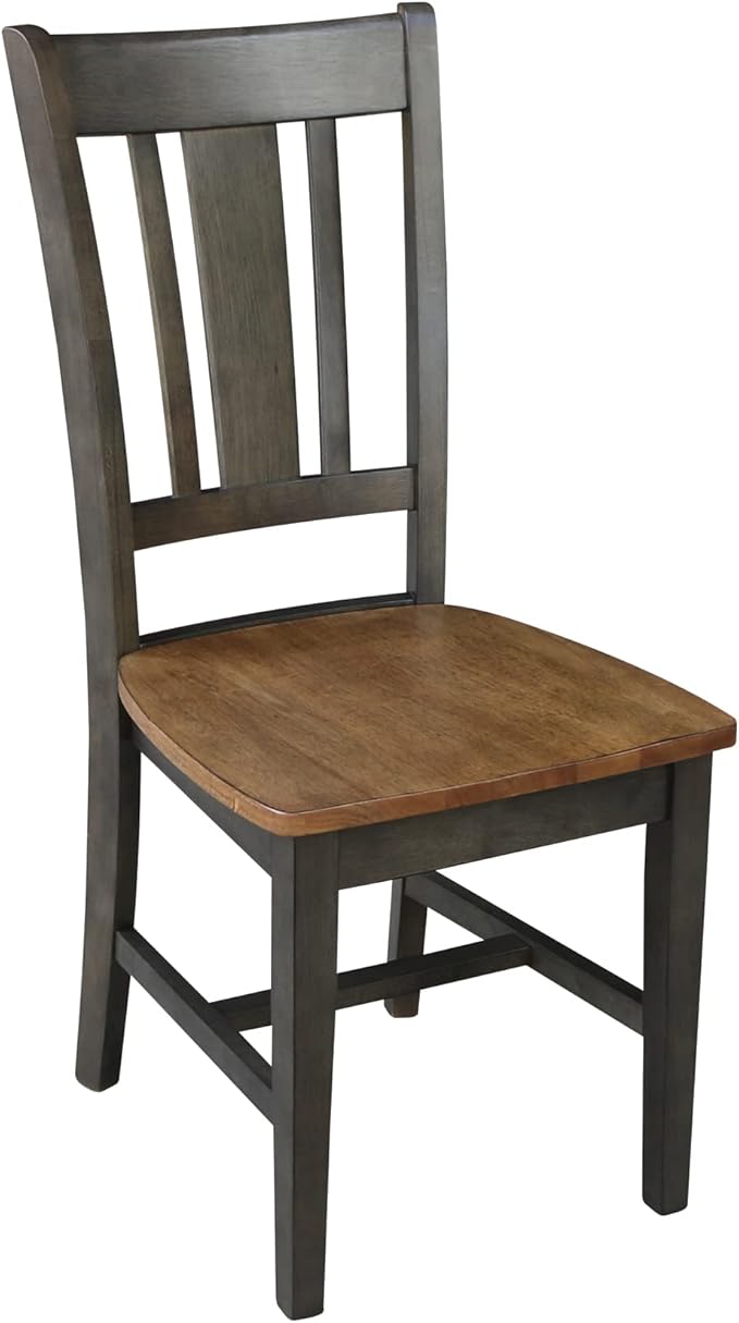 IC INTERNATIONAL CONCEPTS 30" Round Wood Table with 2 San Remo Chairs in Hickory/Washed Coal - 3 Piece Set